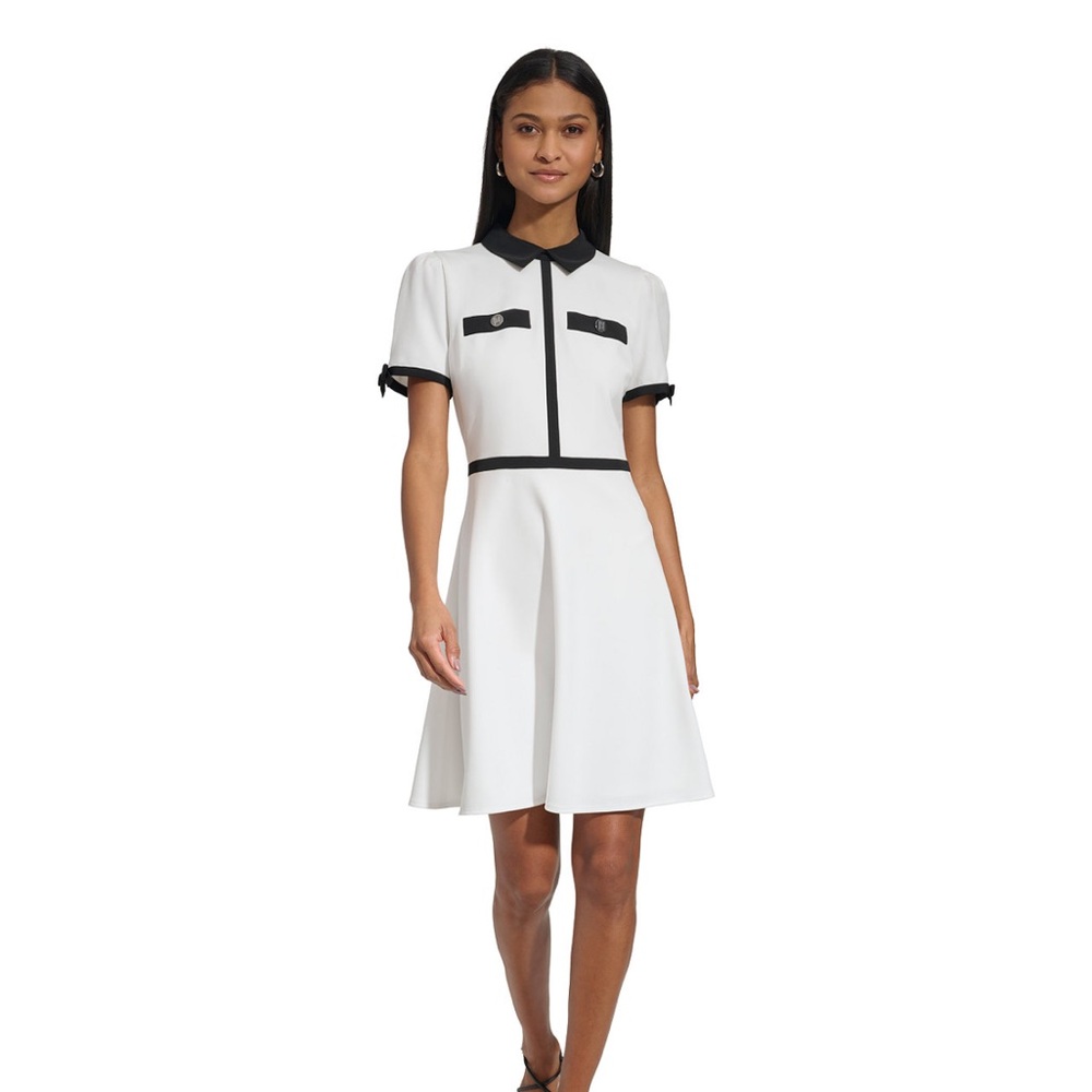 Woman’s collared scuba dress in crepe